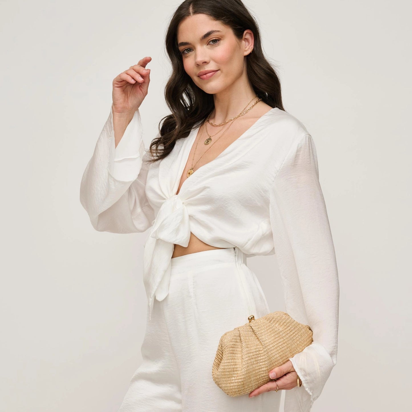 Triana Straw Frame Clutch - Natural