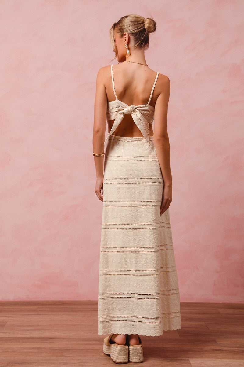Eyelet Lace Maxi Dress - Natural