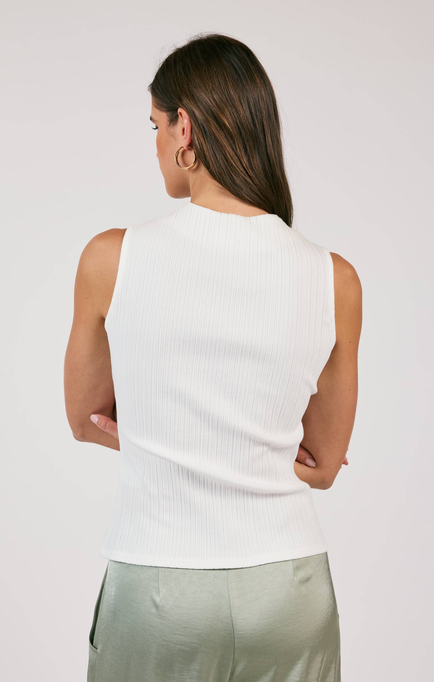 Take A Walk Mockneck Tank - Off White