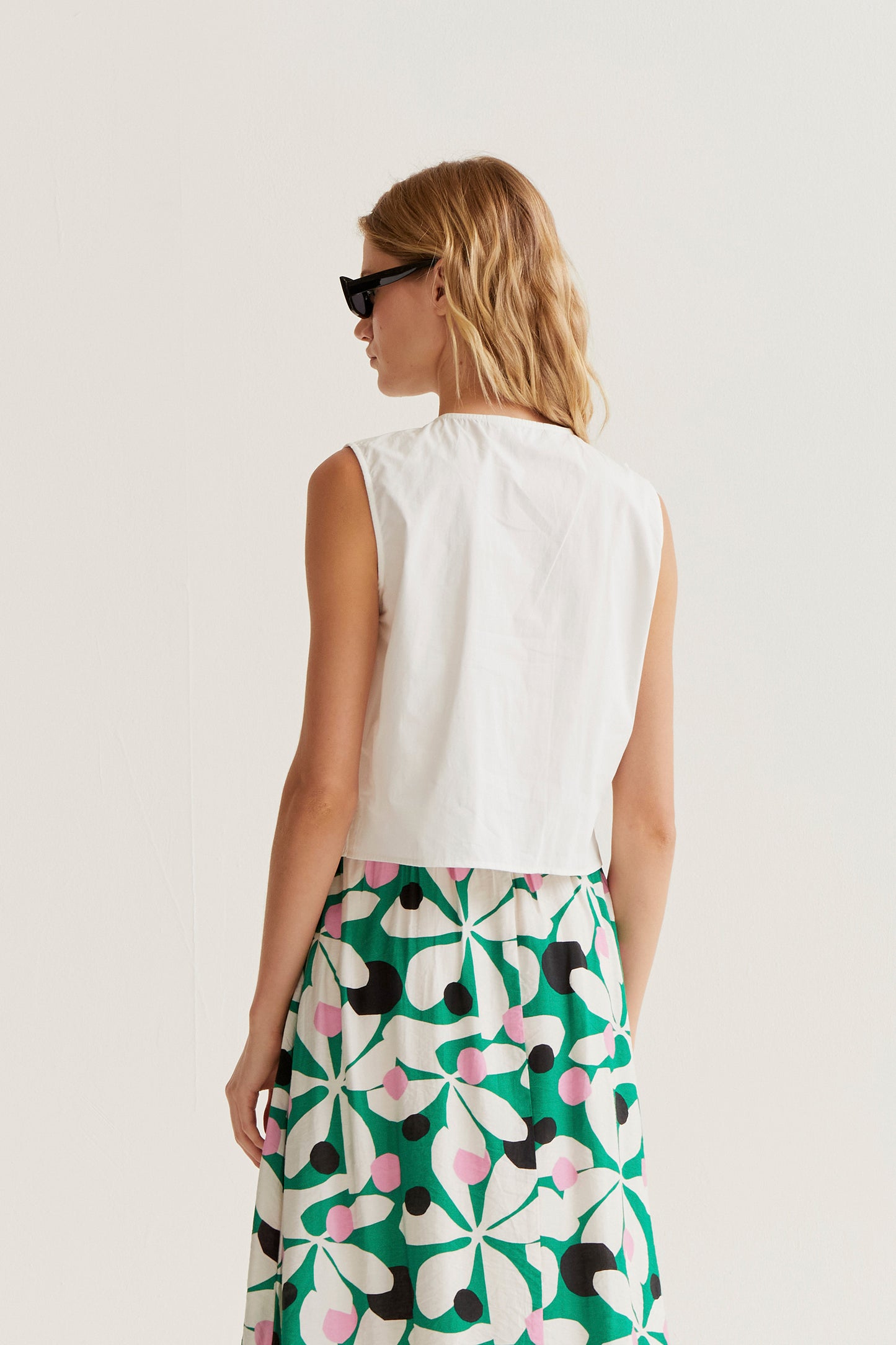 Ruffle Detail Tank Top - White