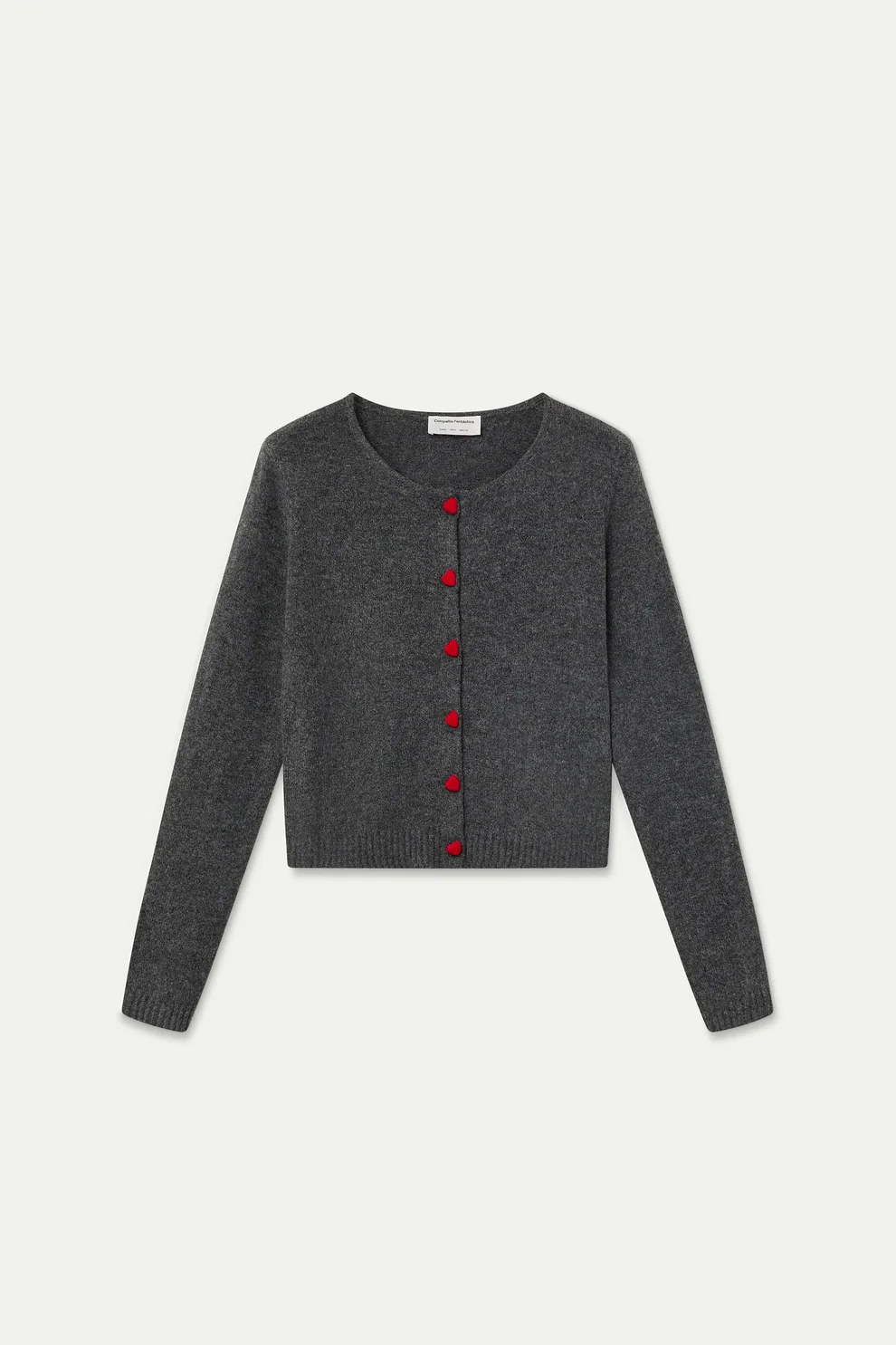 Heart Buttons Cardigan Sweater - Dark Gray