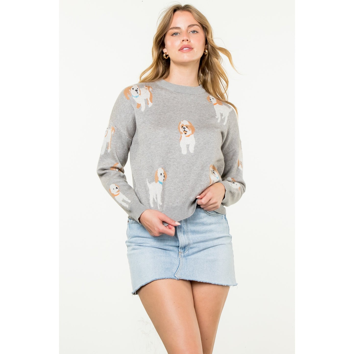 Dog Knit Sweater - Heather Grey