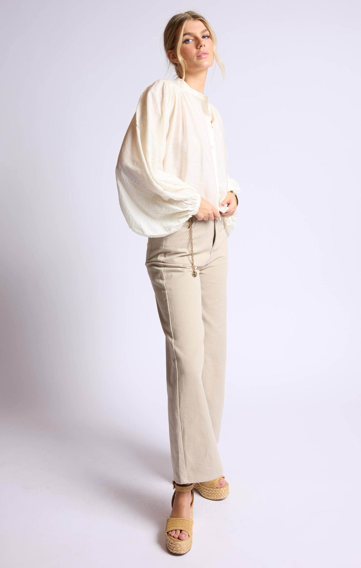 Seek Me Out Oversized Sleeve Blouse - Ivory