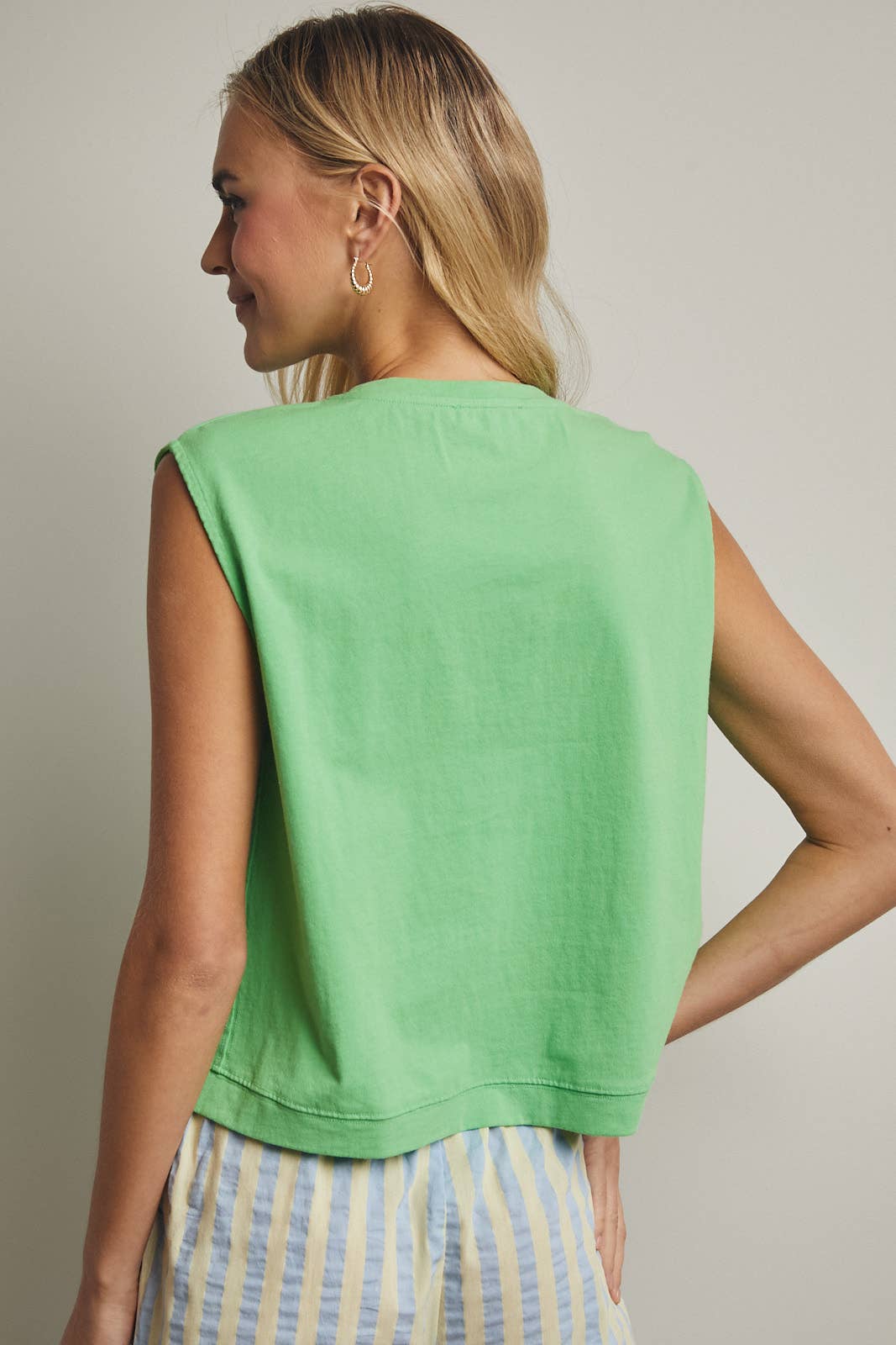 Washed Knit Tank Top - Lime
