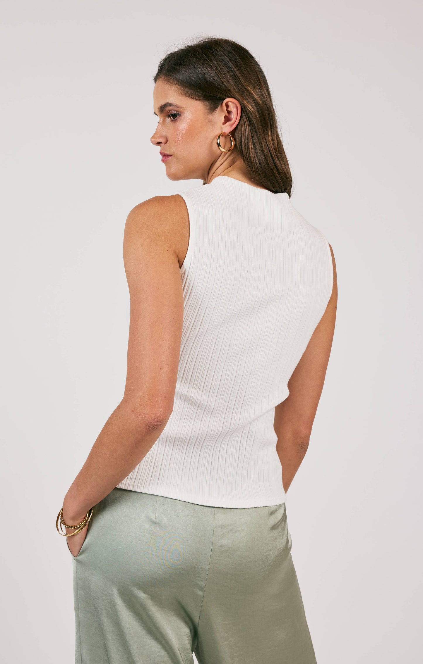 Take A Walk Mockneck Tank - Off White
