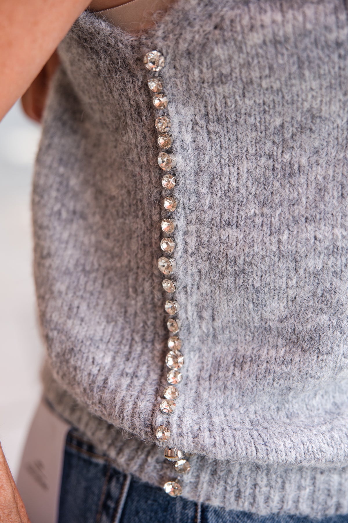 Sleeveless Diamond Gilet - Light Grey