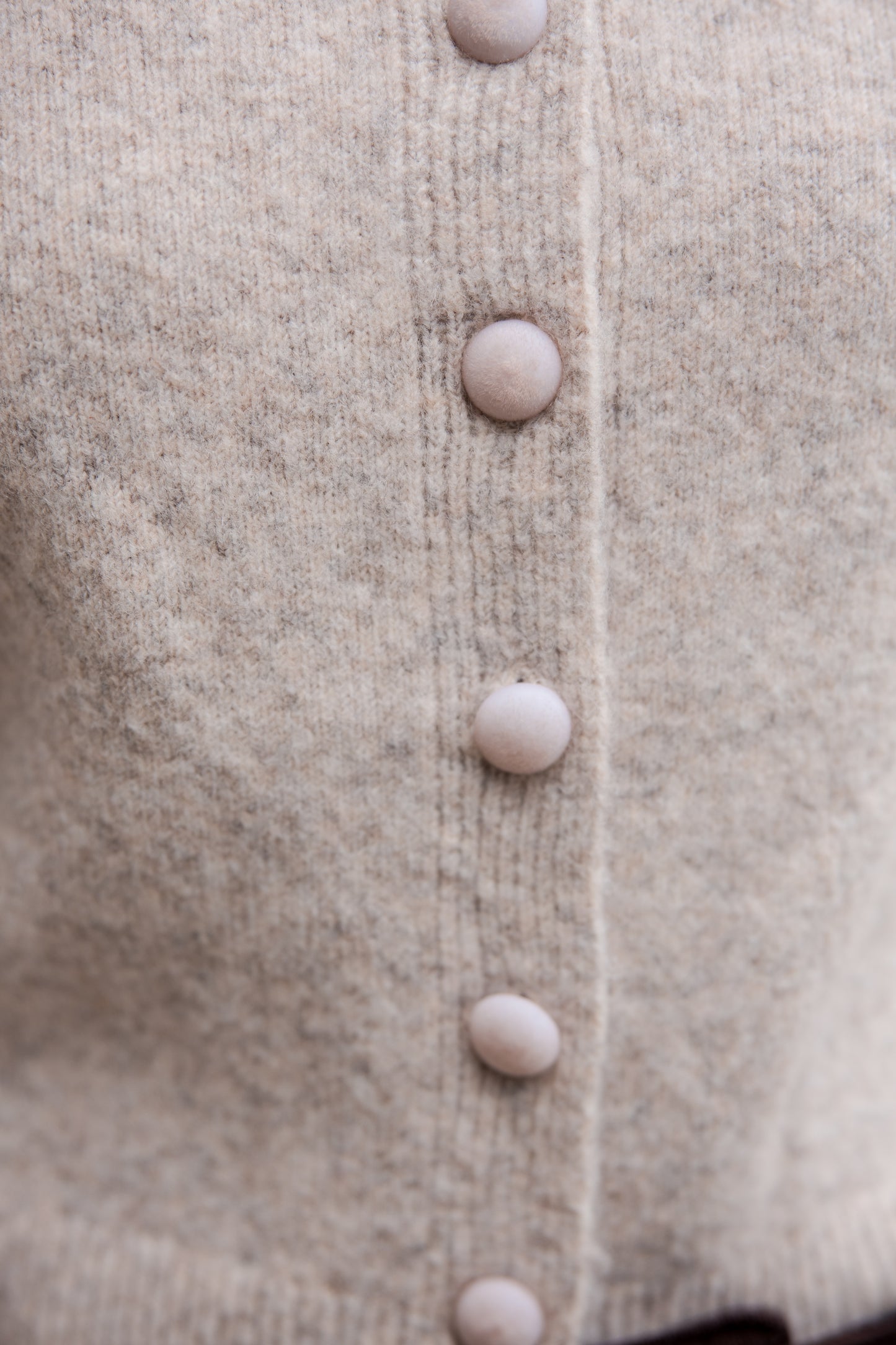 Round Button Cardigan Sweater - Beige