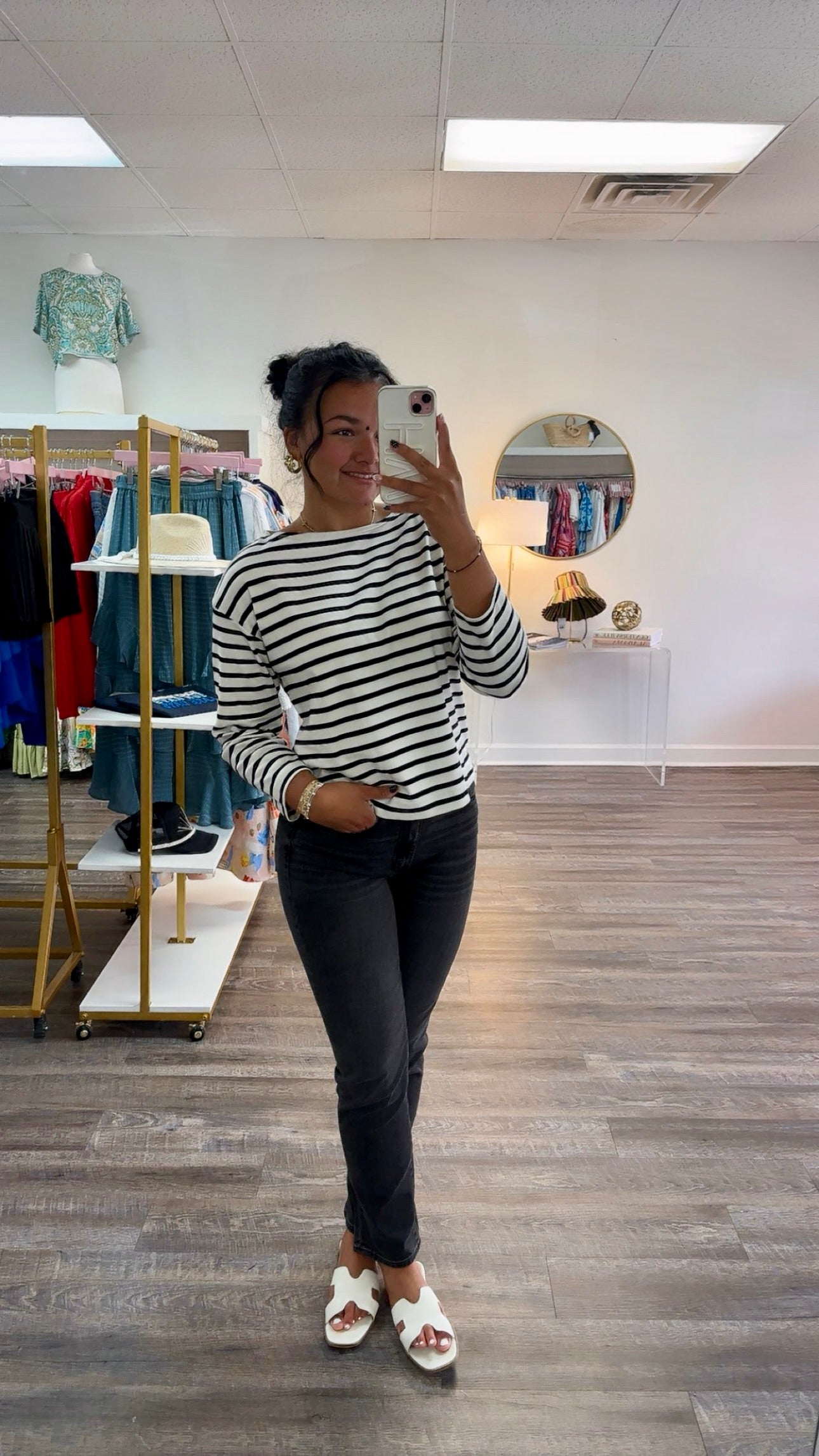 Spanx Cotton Boatneck Top - Ivory/Classic Black