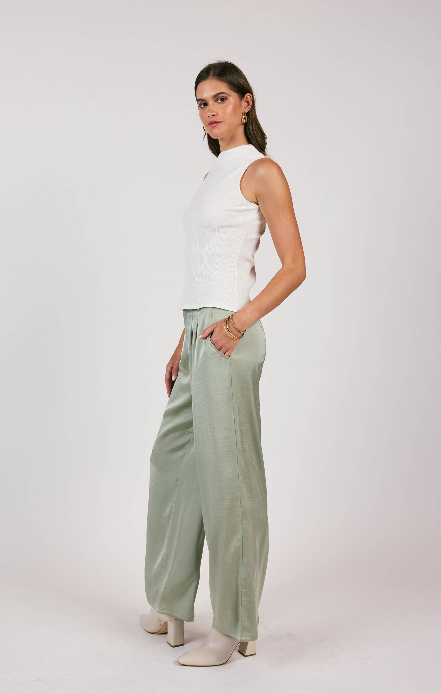 Take A Walk Mockneck Tank - Off White