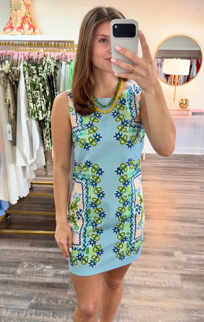 Rowan Dress - Blue Floral Folk