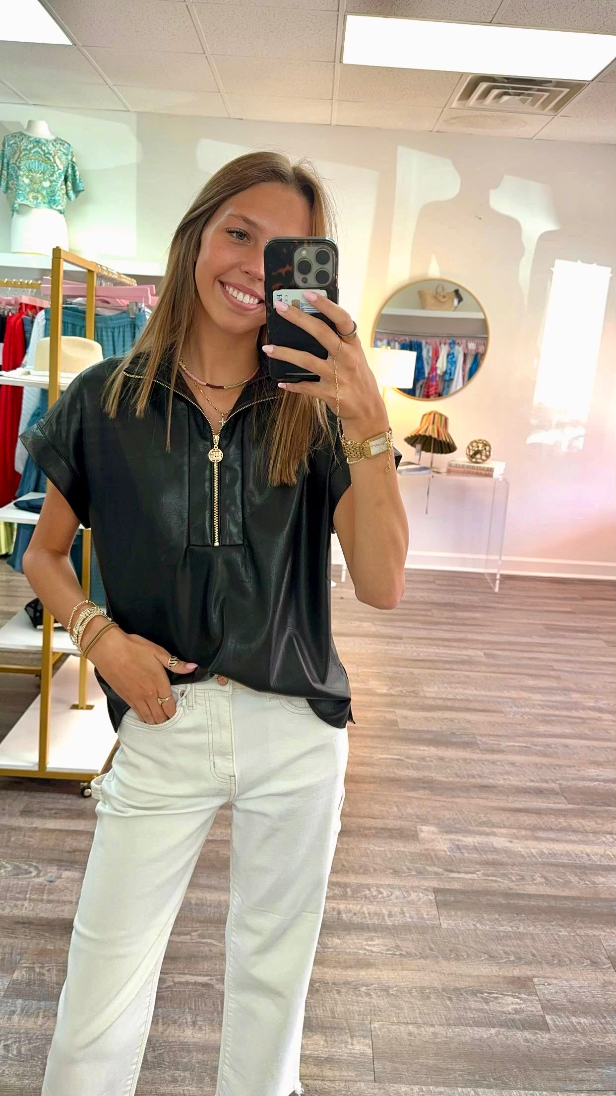 Poppy Pullover Top - Black Vegan Leather