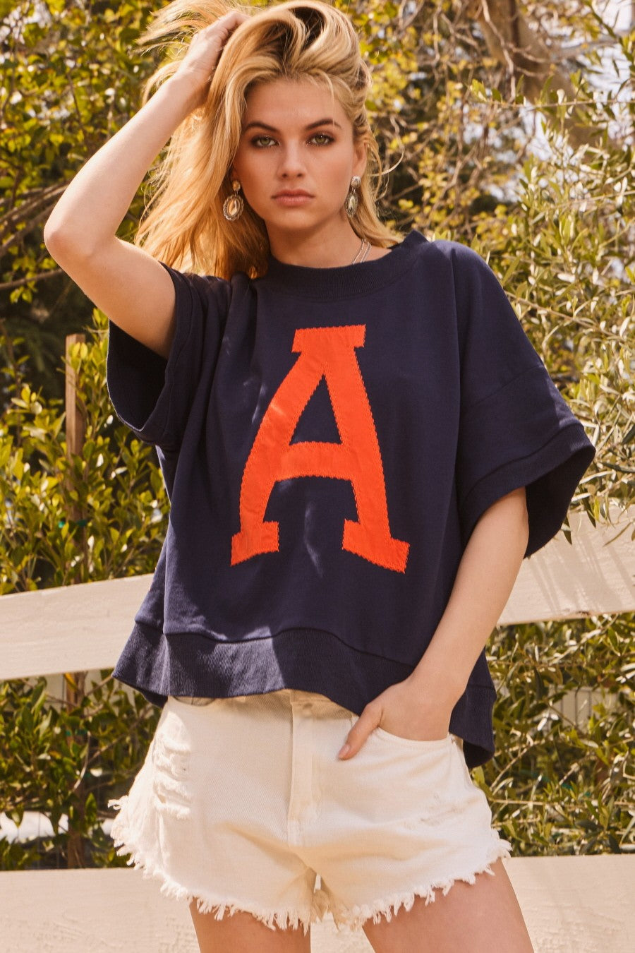 Lettering Oversized Sweatshirt - Auburn Navy