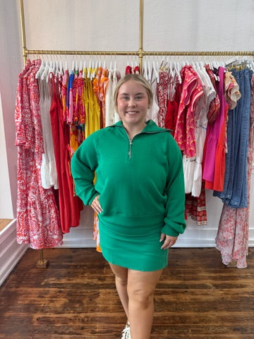 Spanx AirEssentials Half Zip Sweatshirt - Field Green