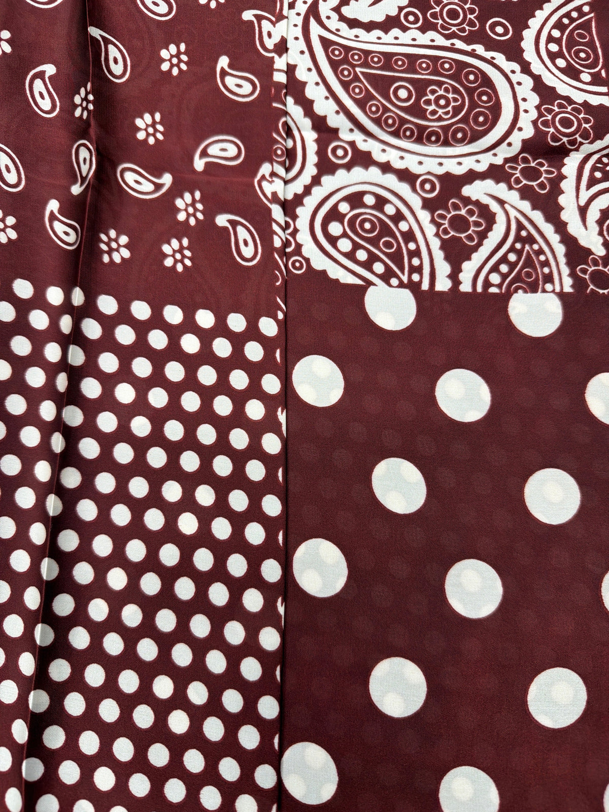Paisley & Polka Dot Pattern Scarf - Burgundy