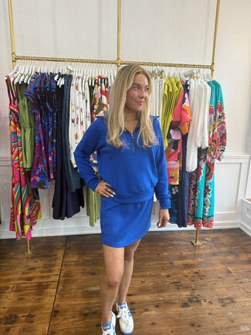Spanx AirEssentials Half Zip Sweatshirt - Cerulean Blue