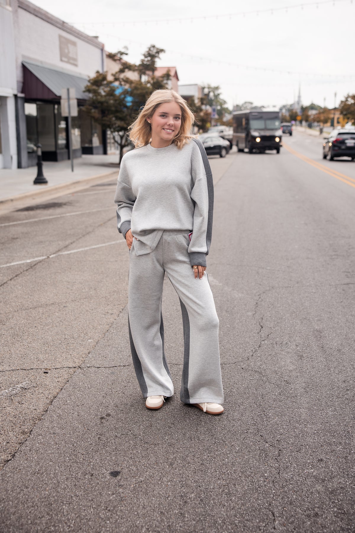 Spanx AirEssentials Colorblock Tunic Sweatshirt - Light Heather Grey/Dark Heather Grey