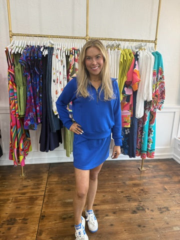 Spanx AirEssentials Half Zip Sweatshirt - Cerulean Blue