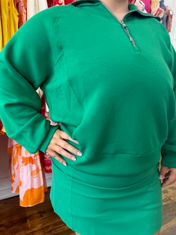 Spanx AirEssentials Half Zip Sweatshirt - Field Green