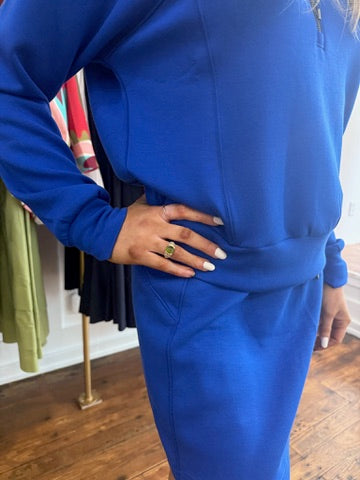 Spanx AirEssentials Half Zip Sweatshirt - Cerulean Blue