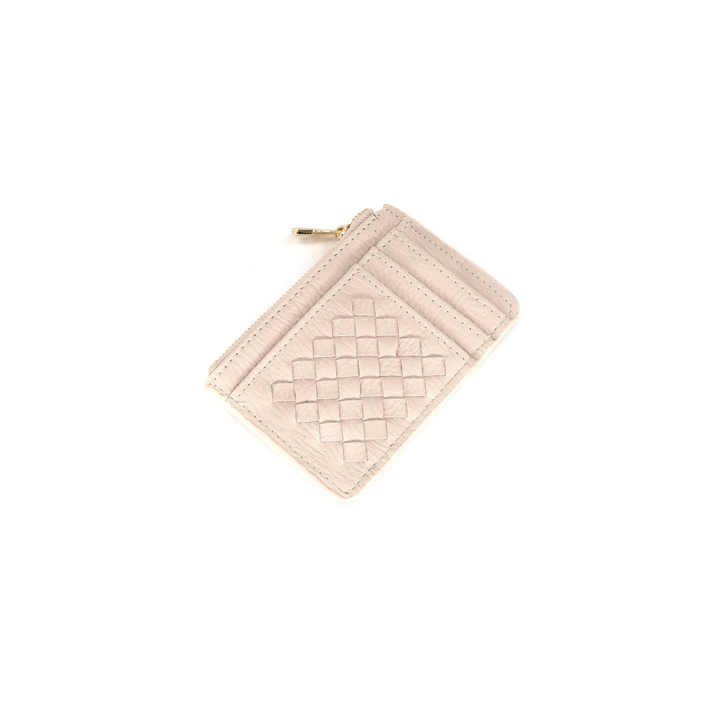 Woven Keychain Wallet - Beige