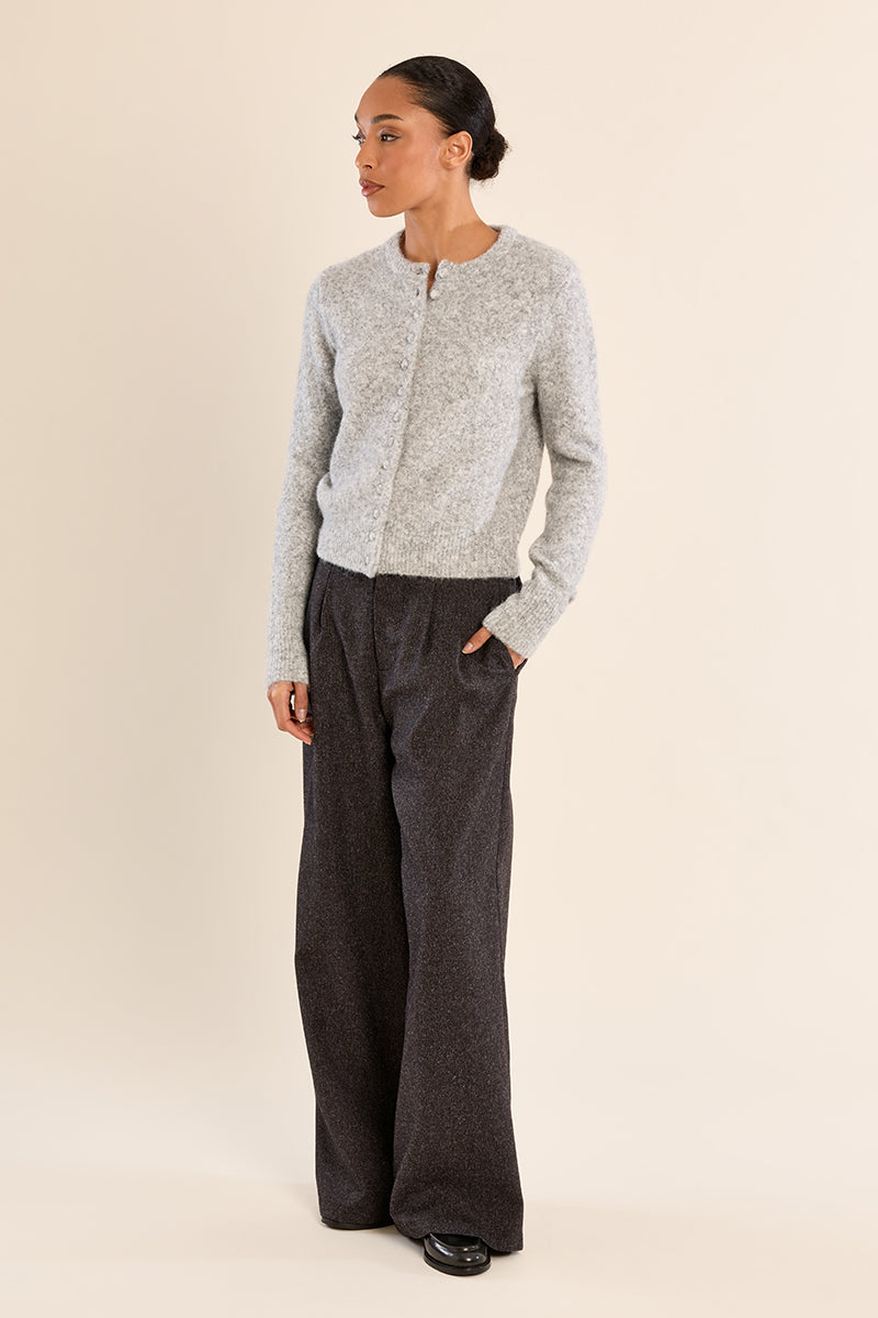 Plain Buttoned Cardigan - Ash Grey