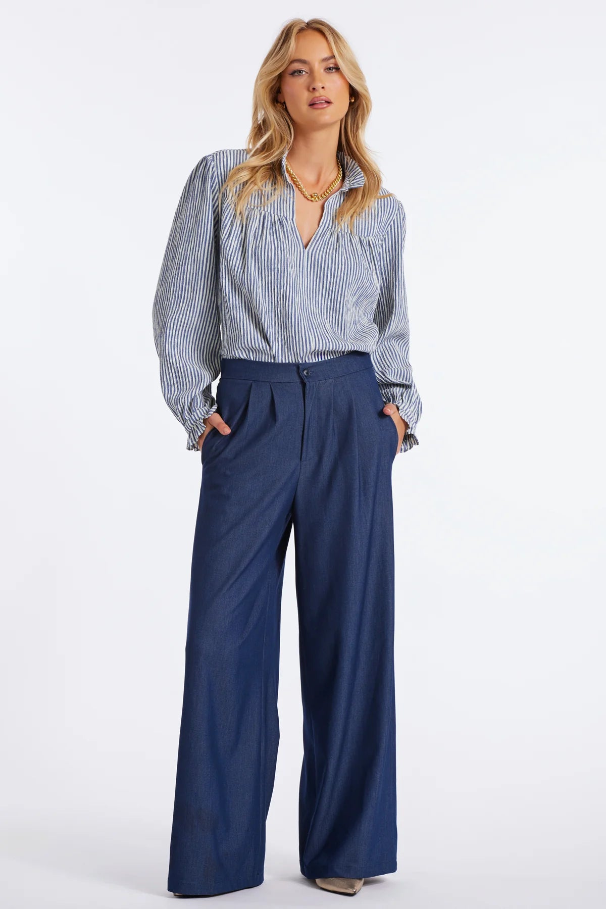 Somerset Blouse - Blue Stripe