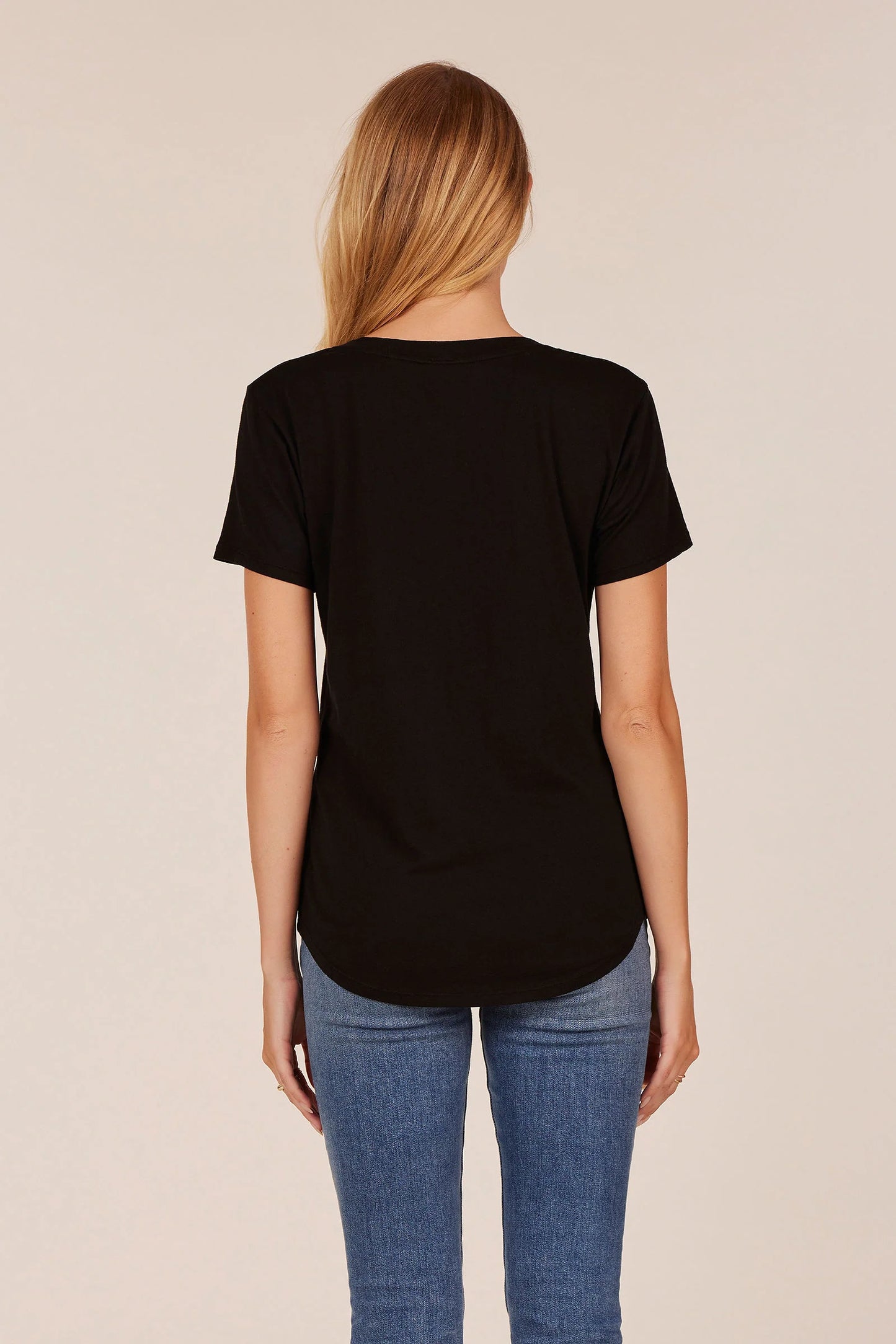 Deep V-Neck Tee Shirt - Black