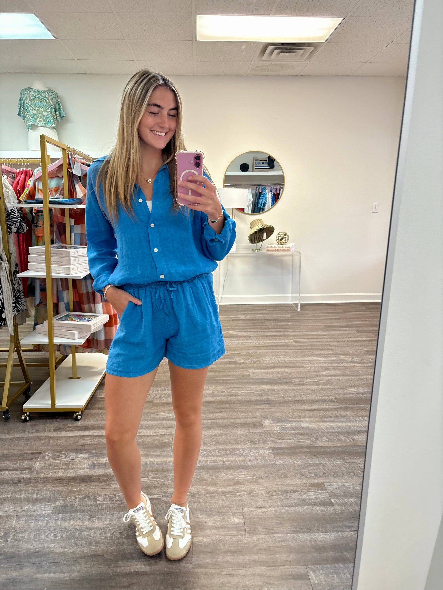 Solid Linen Short - Blue Regatta