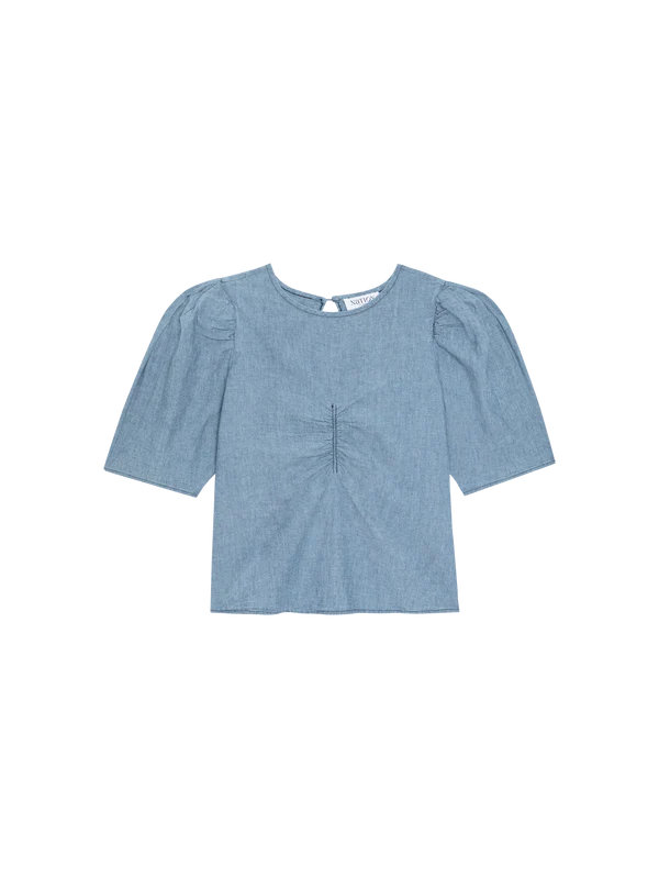 Cecily Baby Doll Top - Chambray