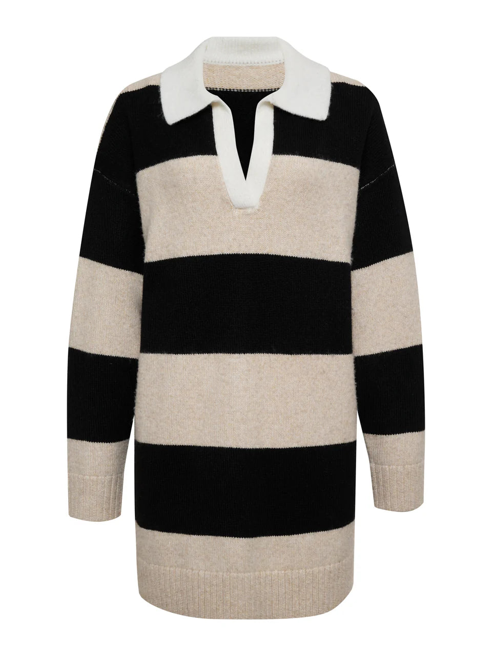 Polo Striped Sweater Dress - Heather Pearl/Black