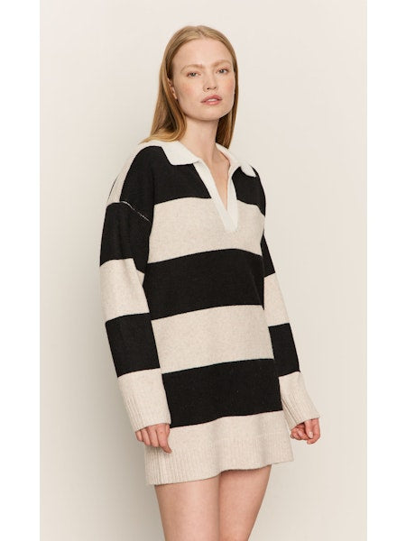 Polo Striped Sweater Dress - Heather Pearl/Black