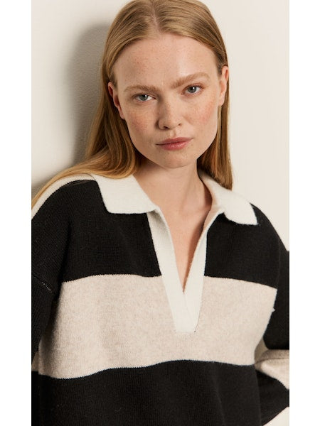 Polo Striped Sweater Dress - Heather Pearl/Black