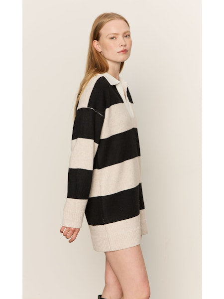 Polo Striped Sweater Dress - Heather Pearl/Black