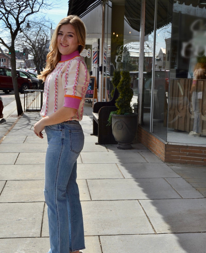 Short Sleeve Knit Top - Cream