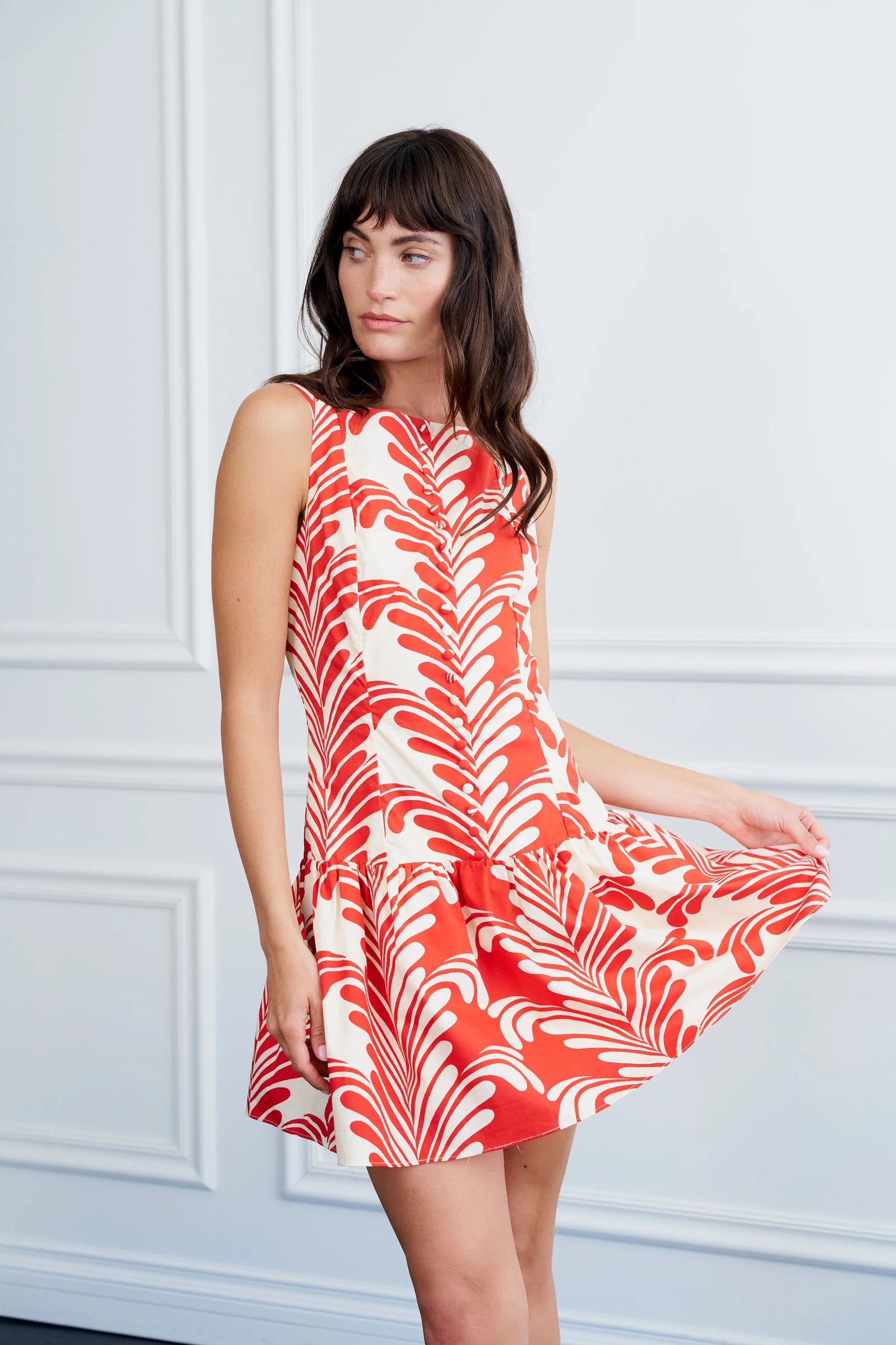 Sade Sleeveless Flare Mini Dress - Red