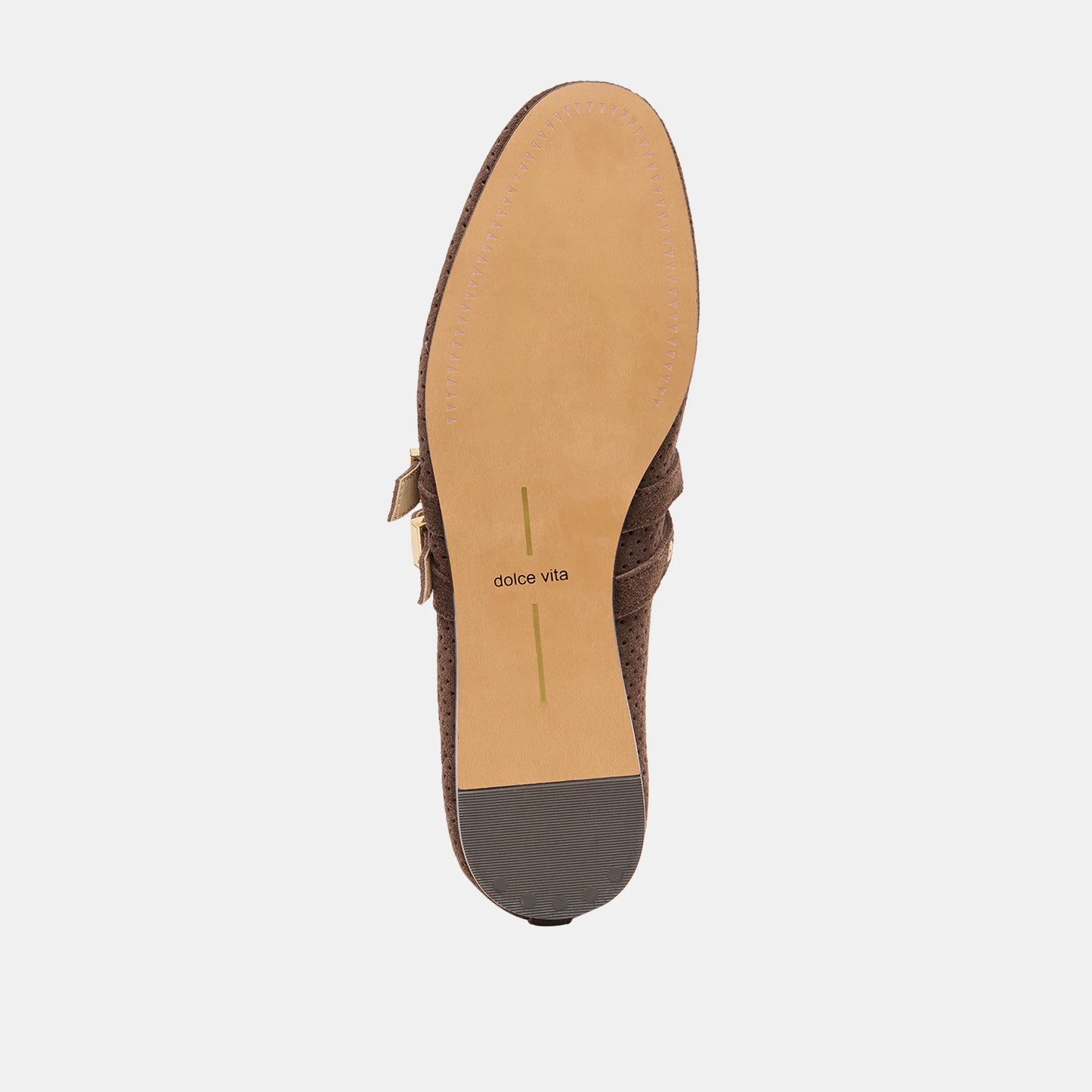 Dolce Vita Baylee Ballet Flats- Dark Brown Perforated Suede