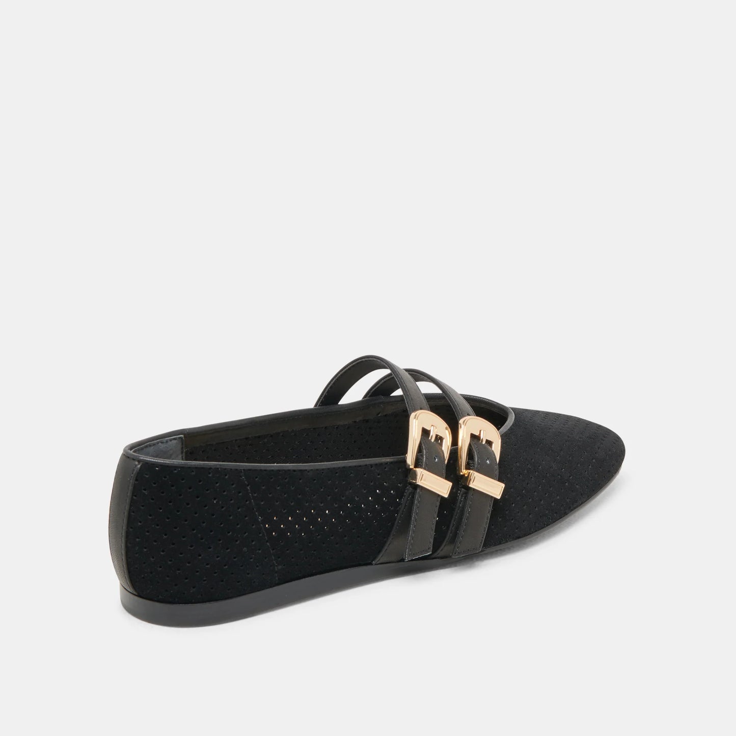 Dolce Vita Baylee Ballet Flats- Onyx Perforated Suede