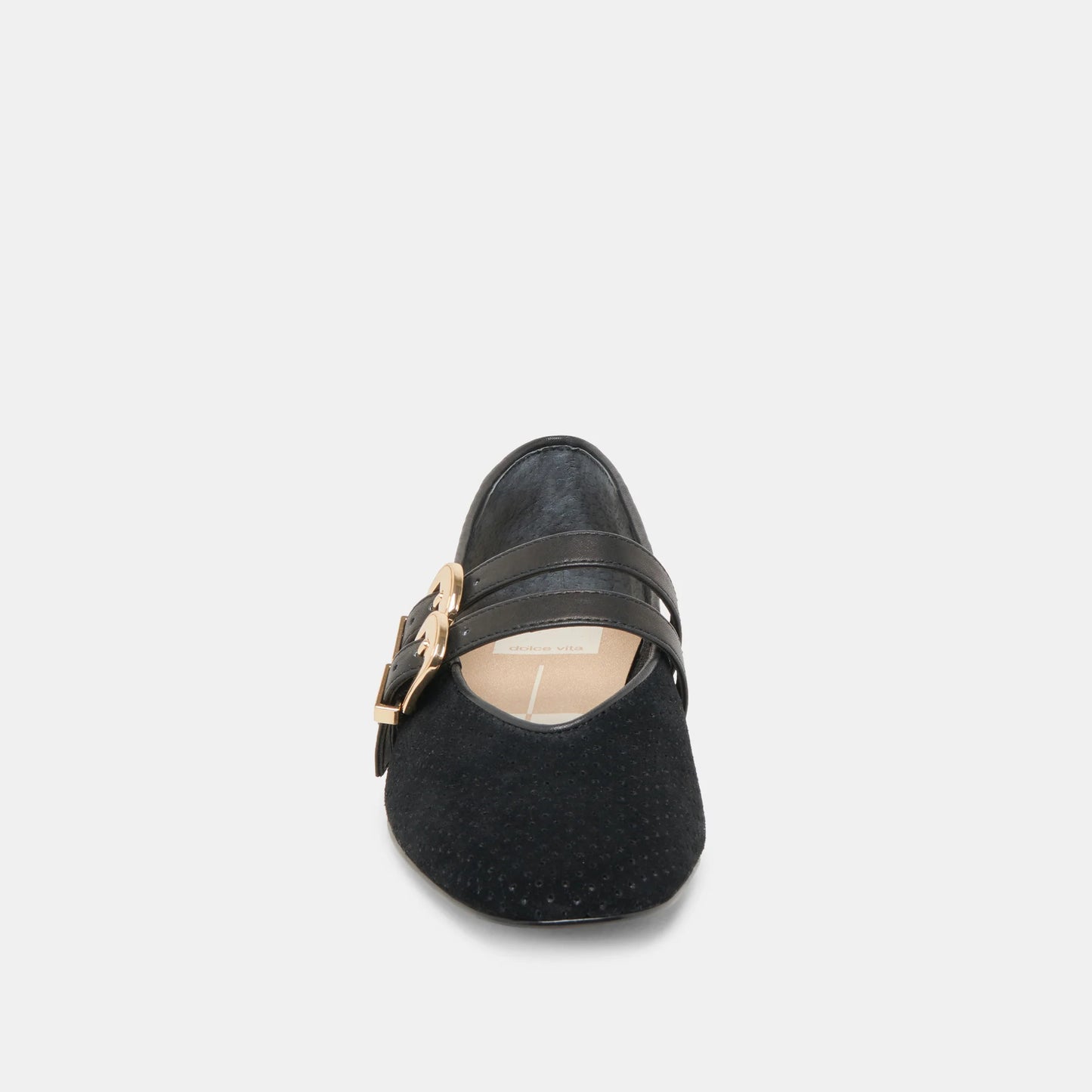 Dolce Vita Baylee Ballet Flats- Onyx Perforated Suede