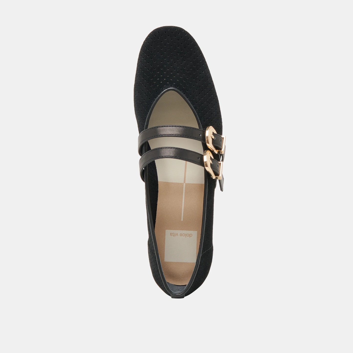 Dolce Vita Baylee Ballet Flats- Onyx Perforated Suede