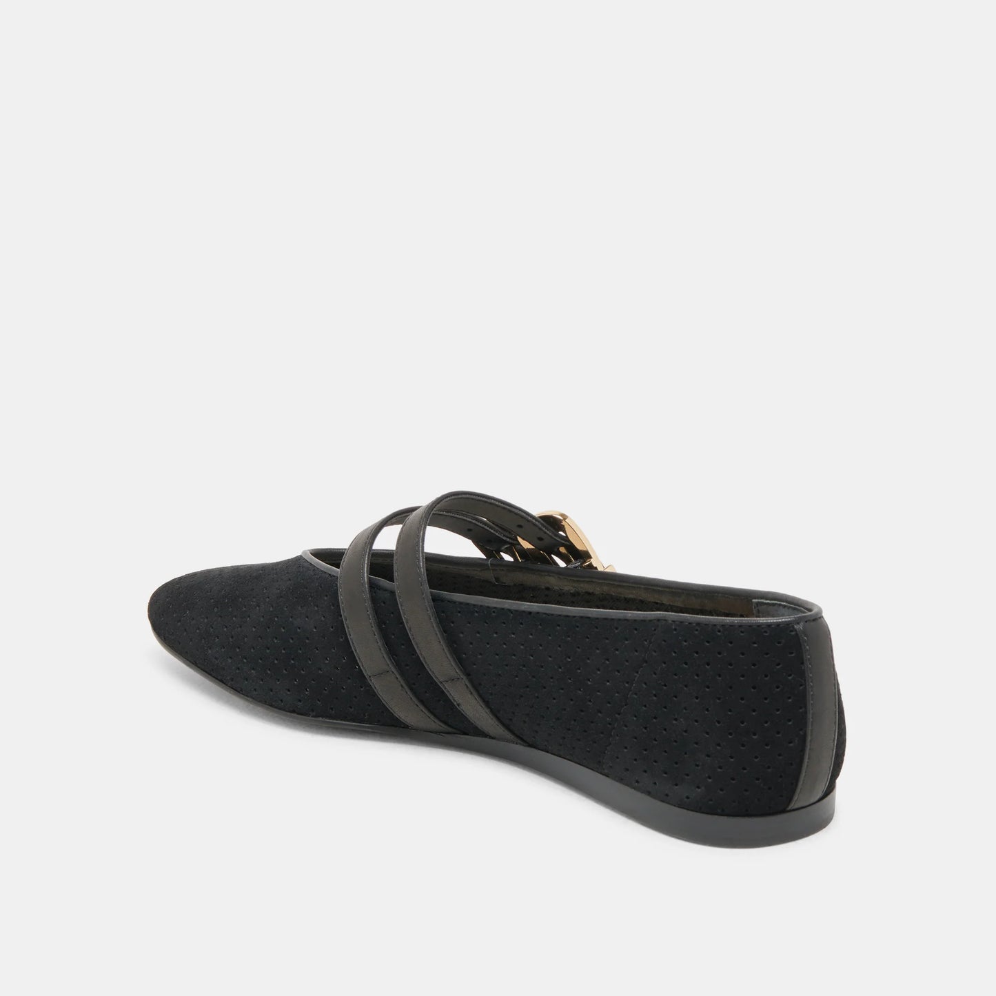 Dolce Vita Baylee Ballet Flats- Onyx Perforated Suede