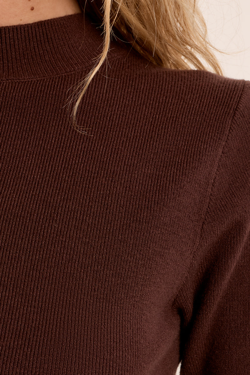 Margot Short Sleeve Sweater - Chocolate