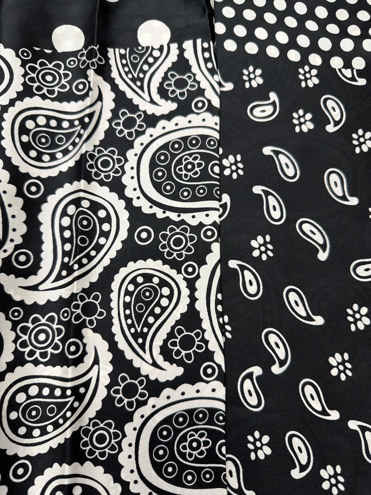 Paisley & Polka Dot Pattern Scarf - Black
