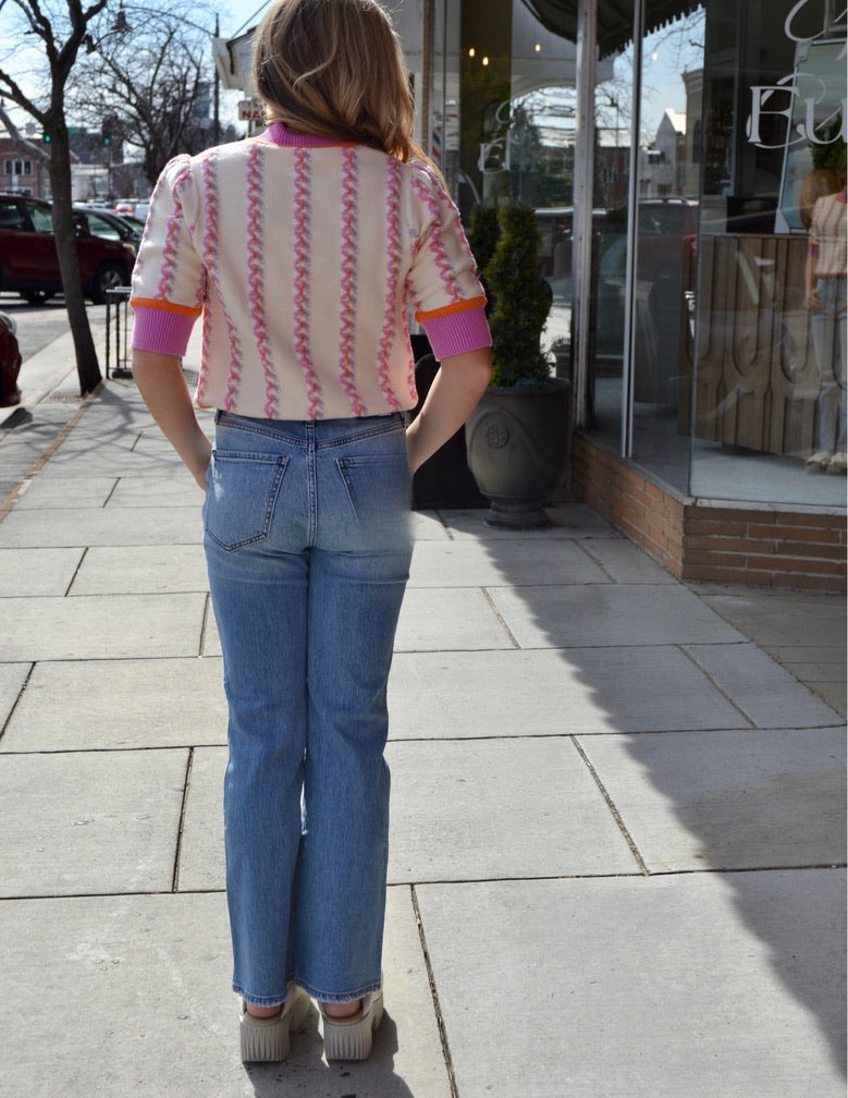 Short Sleeve Knit Top - Cream