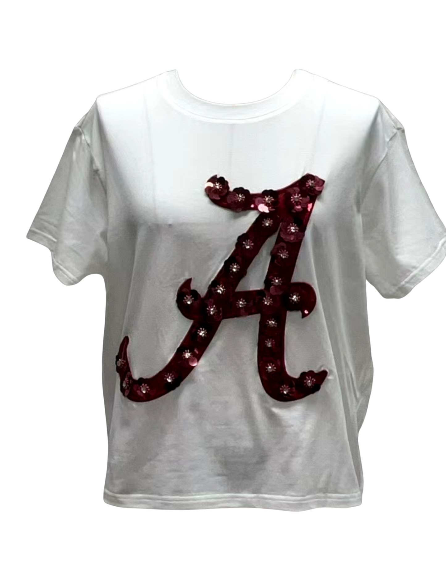 Queen of Sparkles Licensed Alabama Mascot Sequin Flower Tee Shirt