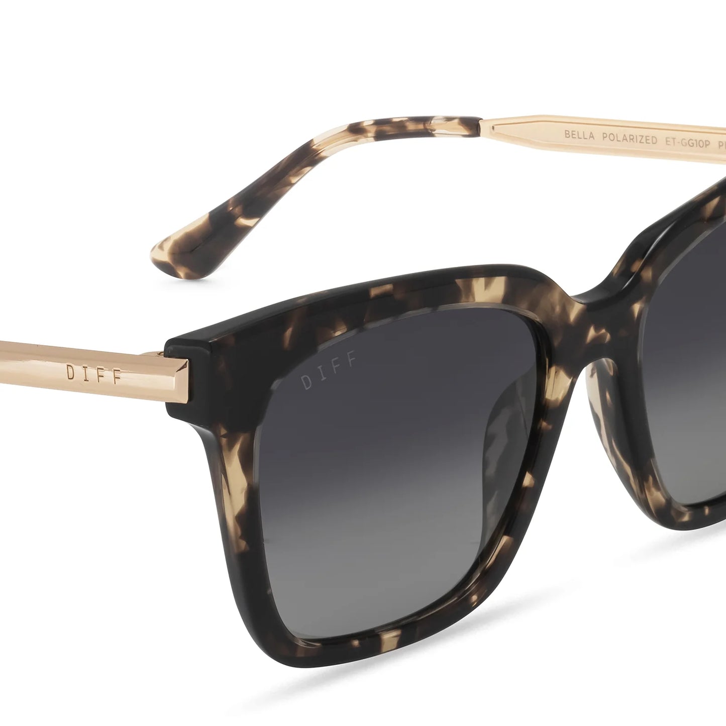 DIFF Eyewear - Bella - Espresso Tortoise Grey Gradient Lense Polarized Sunglasses