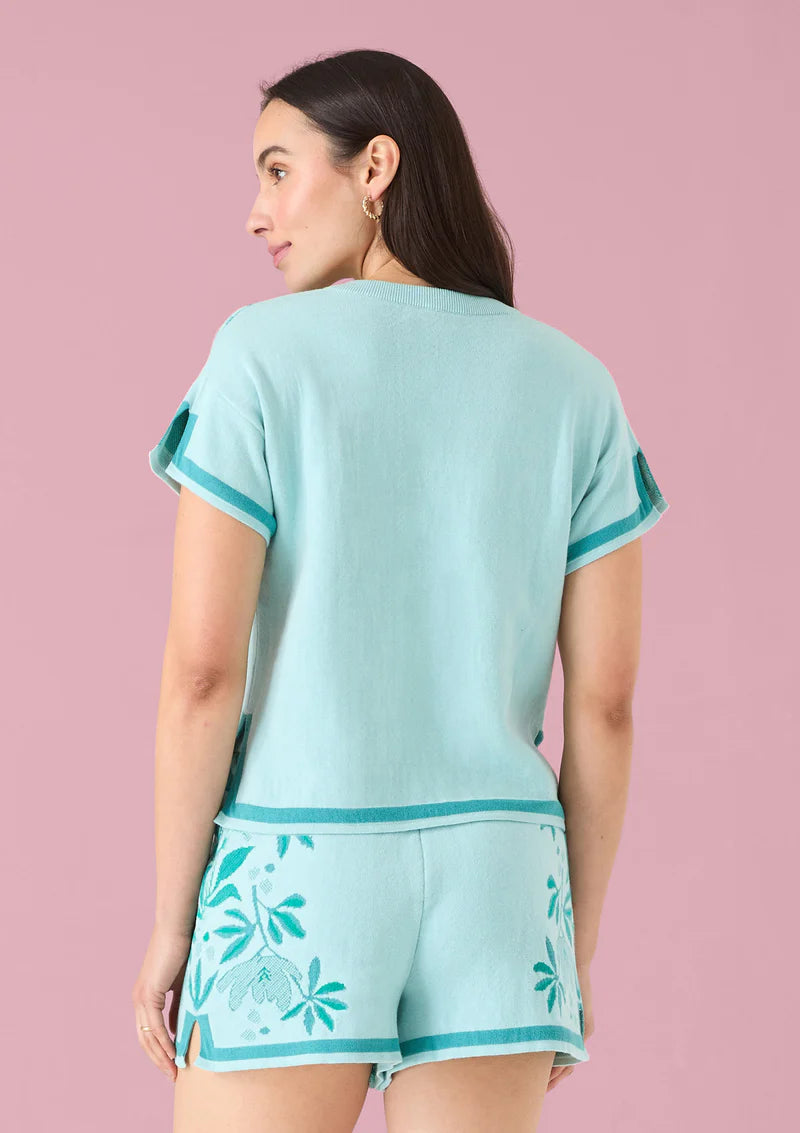 Jessi Short - Mint Palmetto Floral Jacquard