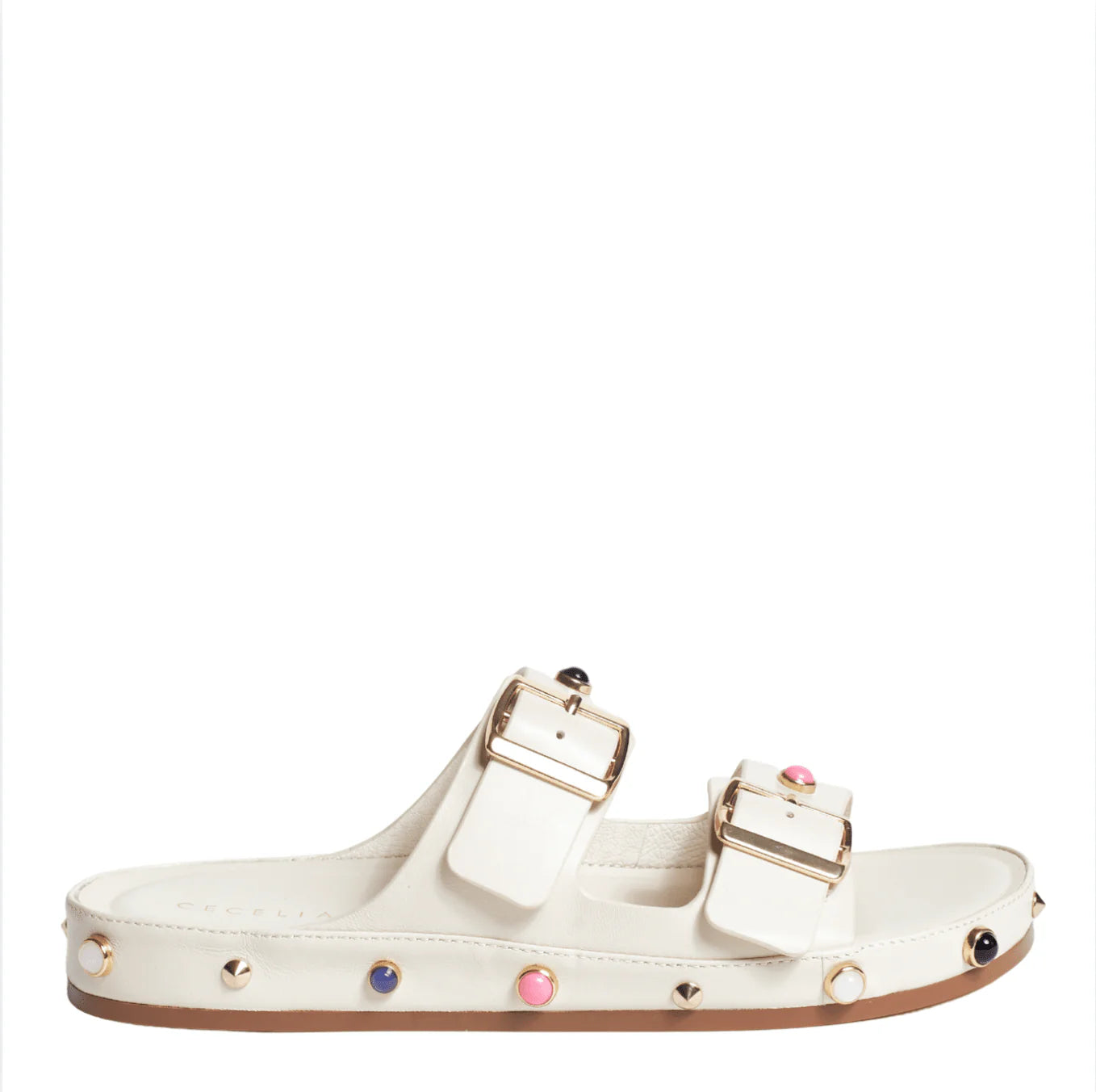 Ellie Two-Strap Flat Sandal - Alabaster