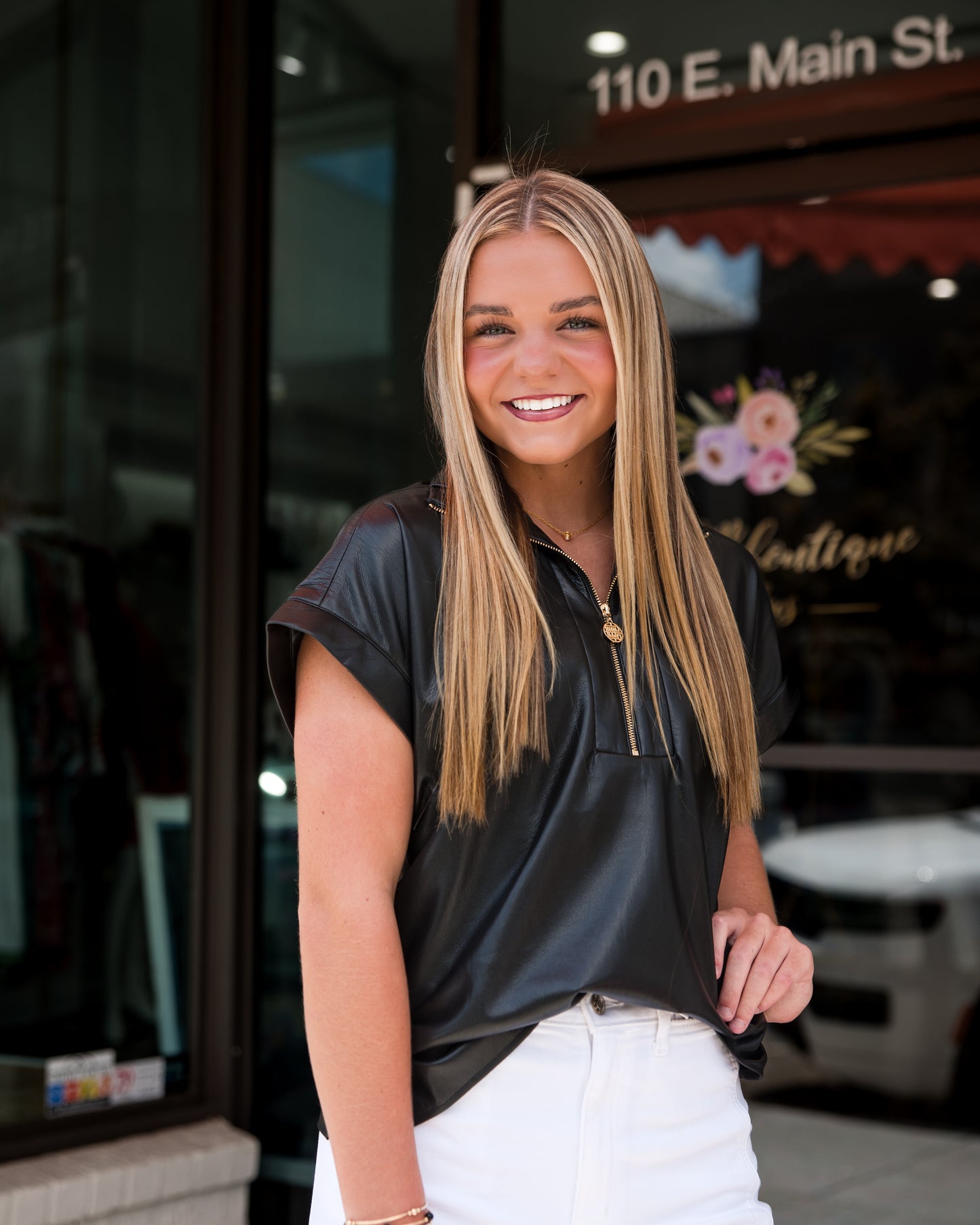 Poppy Pullover Top - Black Vegan Leather