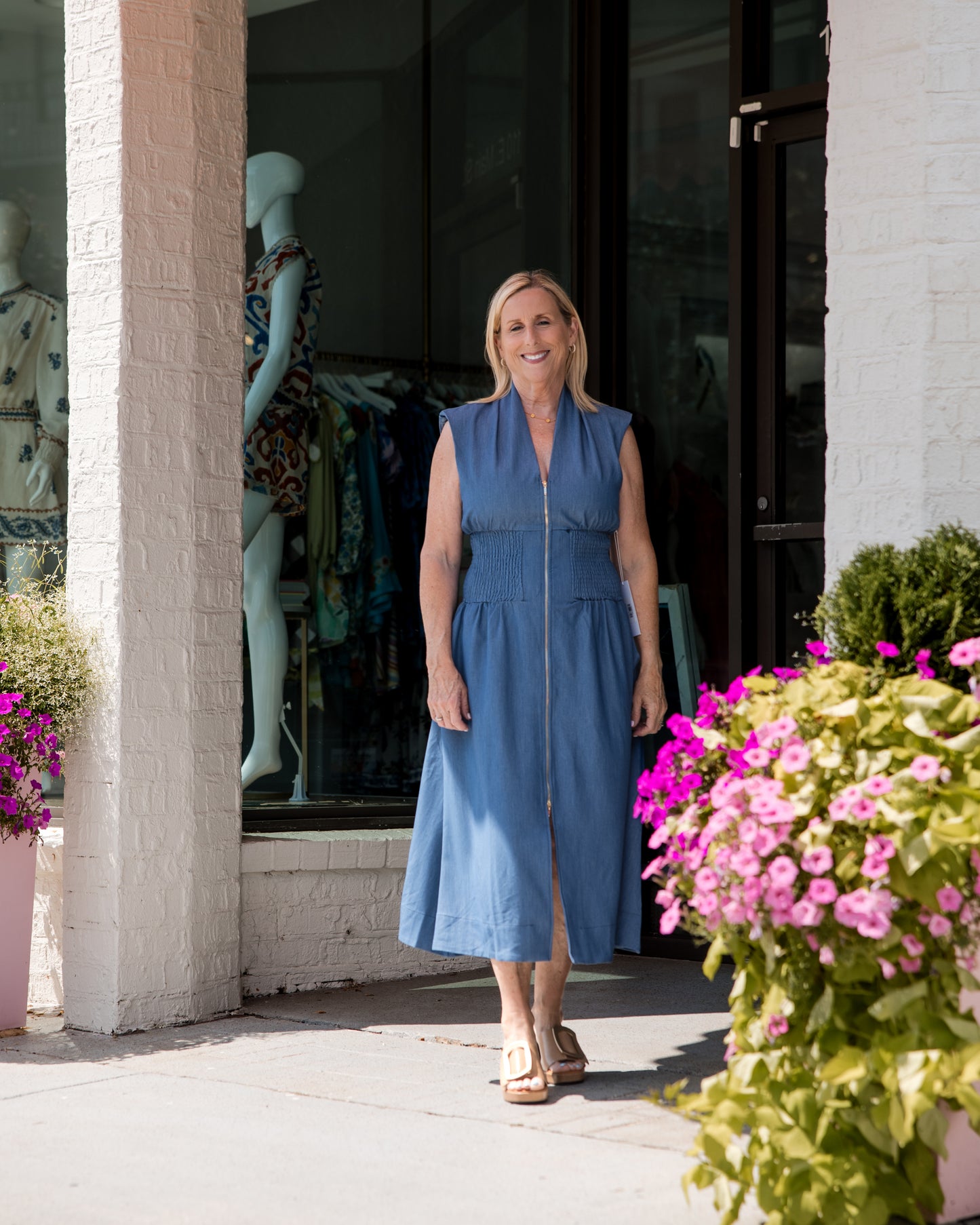 Skye Zip Front Dress - Blue Tencel