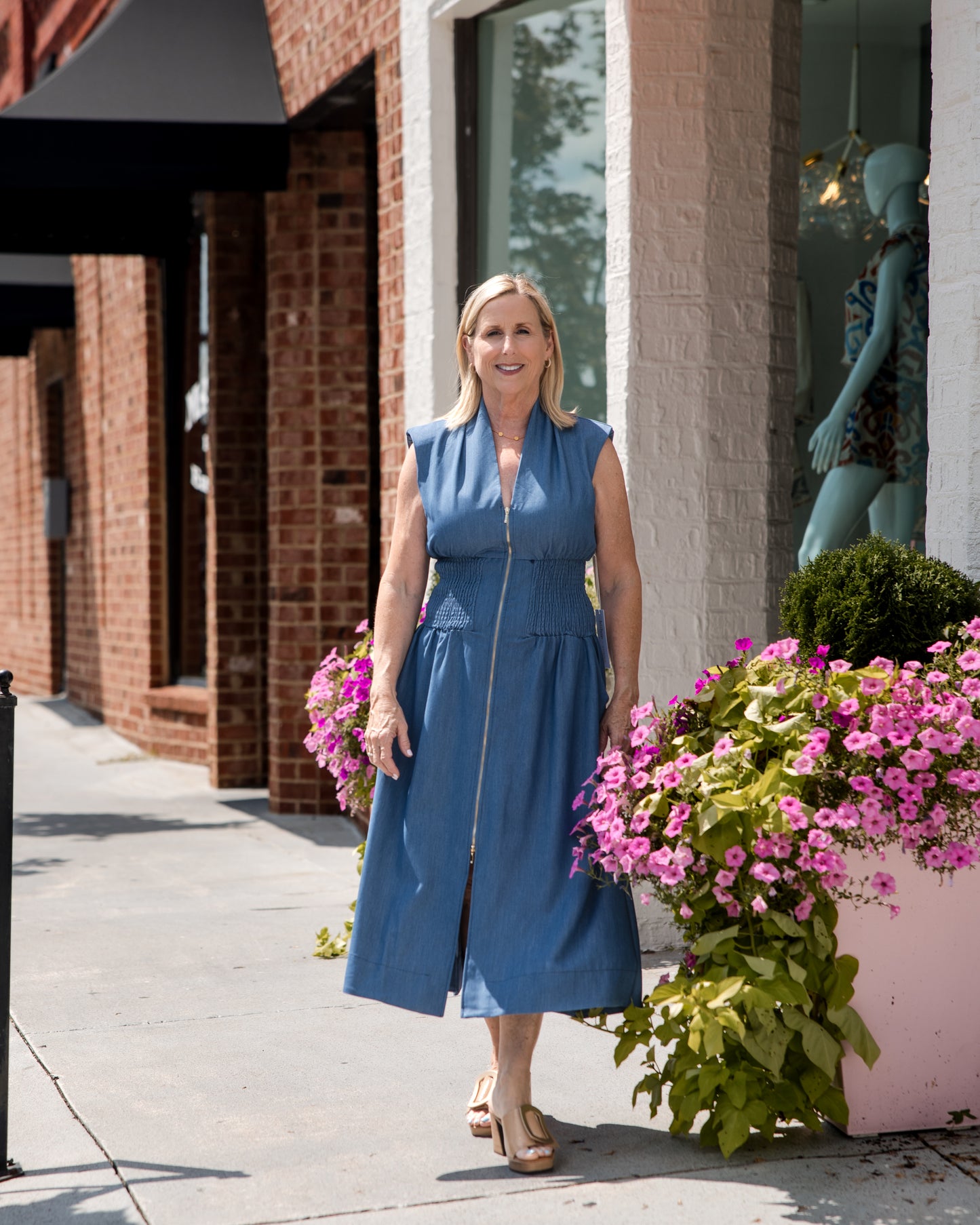 Skye Zip Front Dress - Blue Tencel